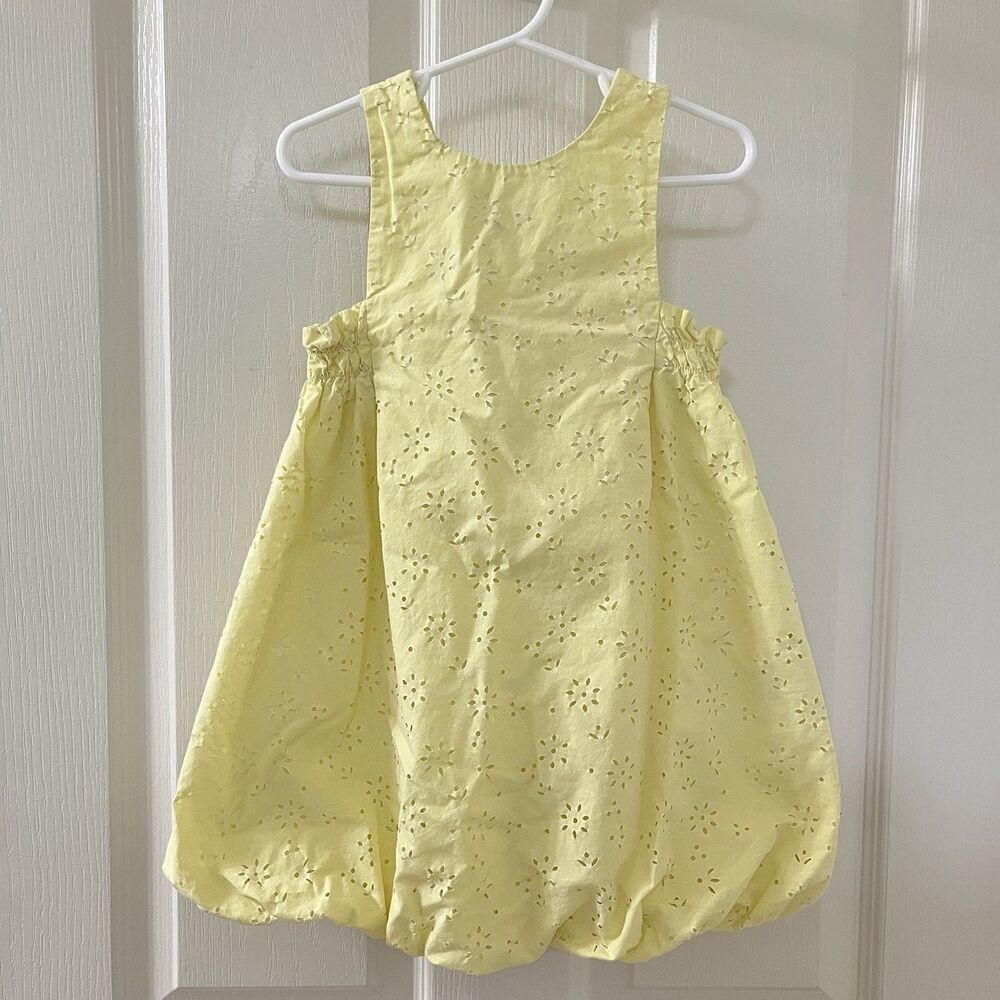 Zara Yellow Embroidered Balloon Dress Girls Size 5 FLAWS